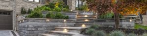 Brick Paver Stairway with Outdoor Lighting and Paver Planters